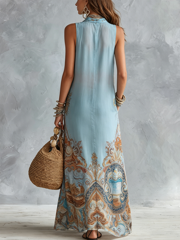 Val | Baroque-Print Maxi Shirt Dress
