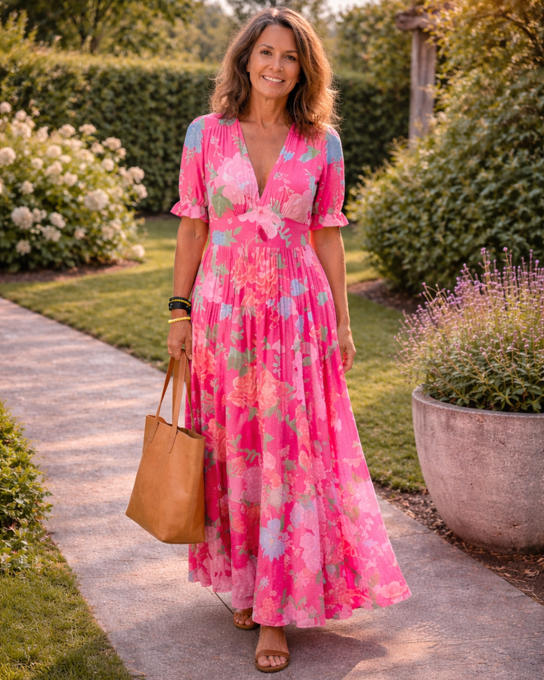 Florence | Sleeveless V-Neck Floral Midi Dress